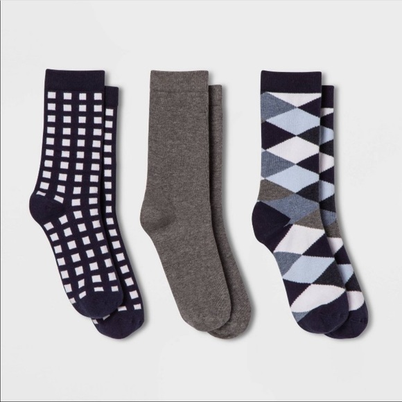 3 Pack Argyle Crew Socks - A New Day - NWT